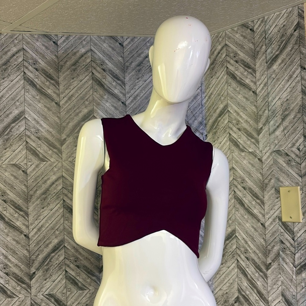 Aritzia Talula Crop Top - size xs zippered back sleeveless burgundy